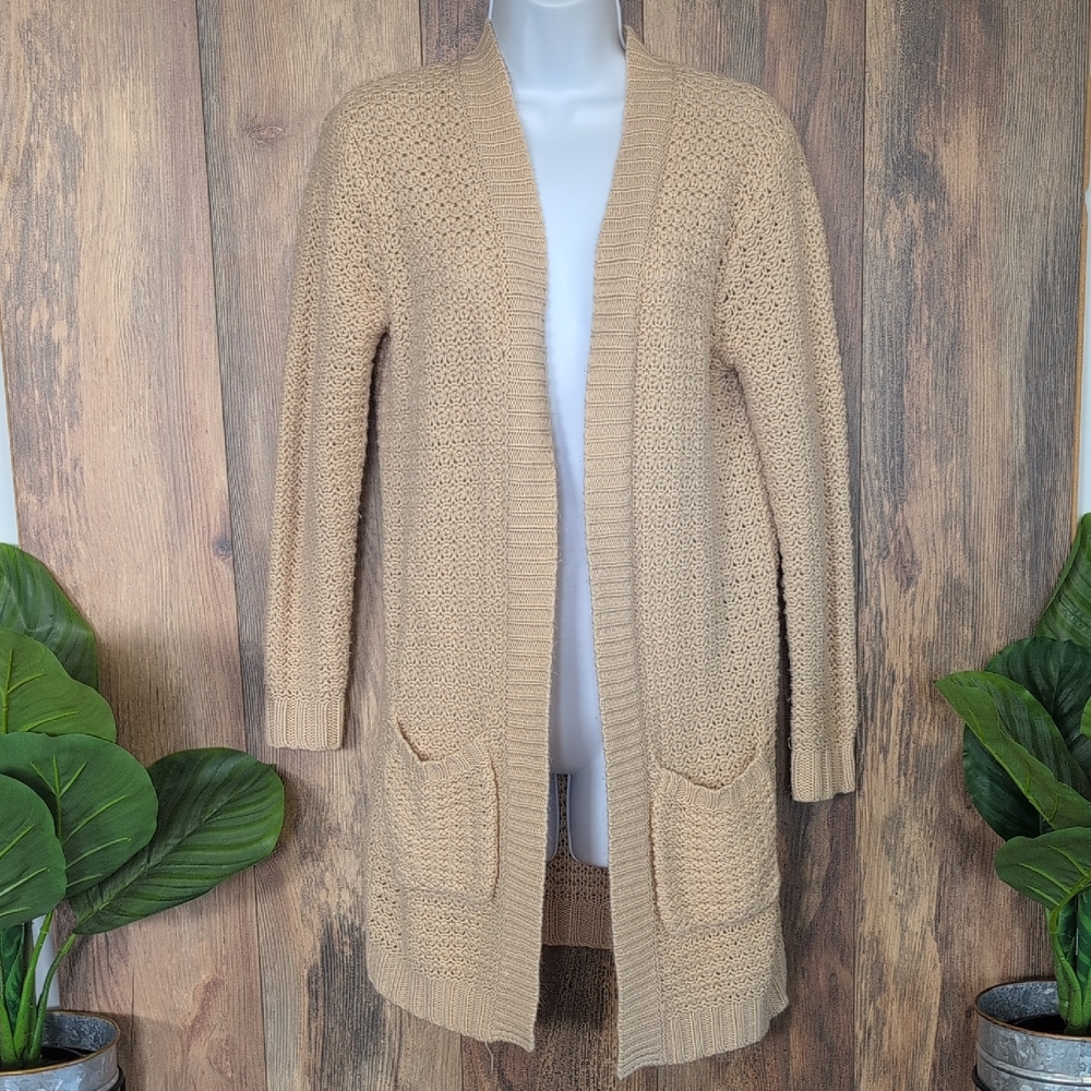 Sienna Sky Beige Open-Front Knit Sweater Cardigan M              225P